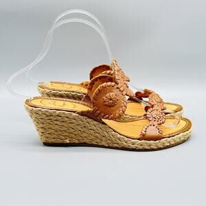 Jack Rogers Sandals Womens 5.5 Brown Leather Shelby Espadrille Wedge Summer